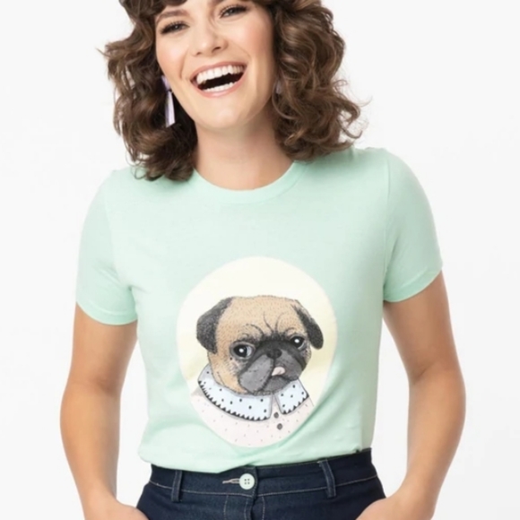 Unique Vintage Tops - Brand new mint pug portrait t-shirt